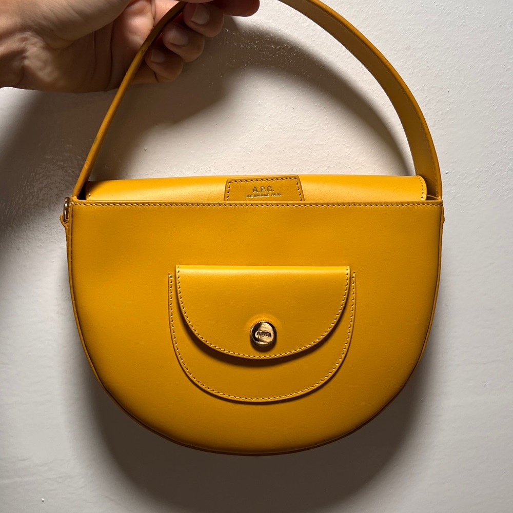 A.P.C. Mustard Yellow Leather Shoulder Bag
